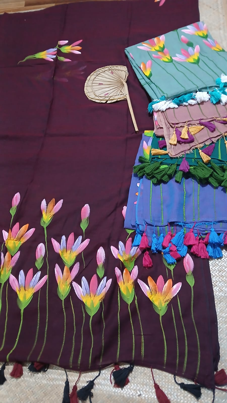 MOV TULIP HANDPAINTED SAREE