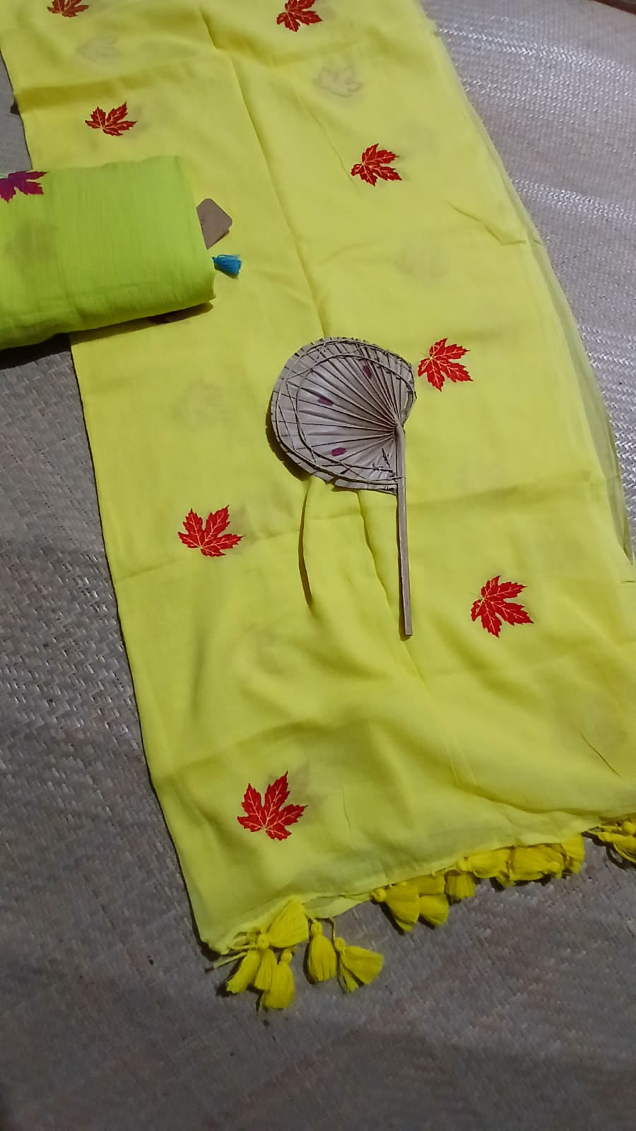 YELLOW MAPPLE LEAF EMBROIDERED