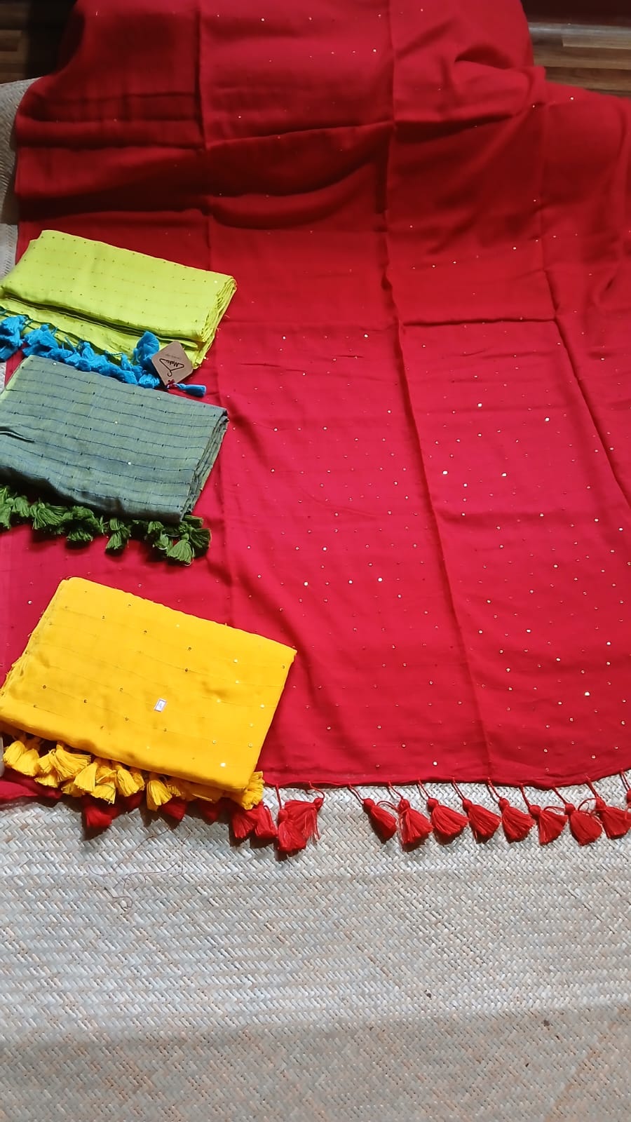 RED SEQUIN WORK SAREE
