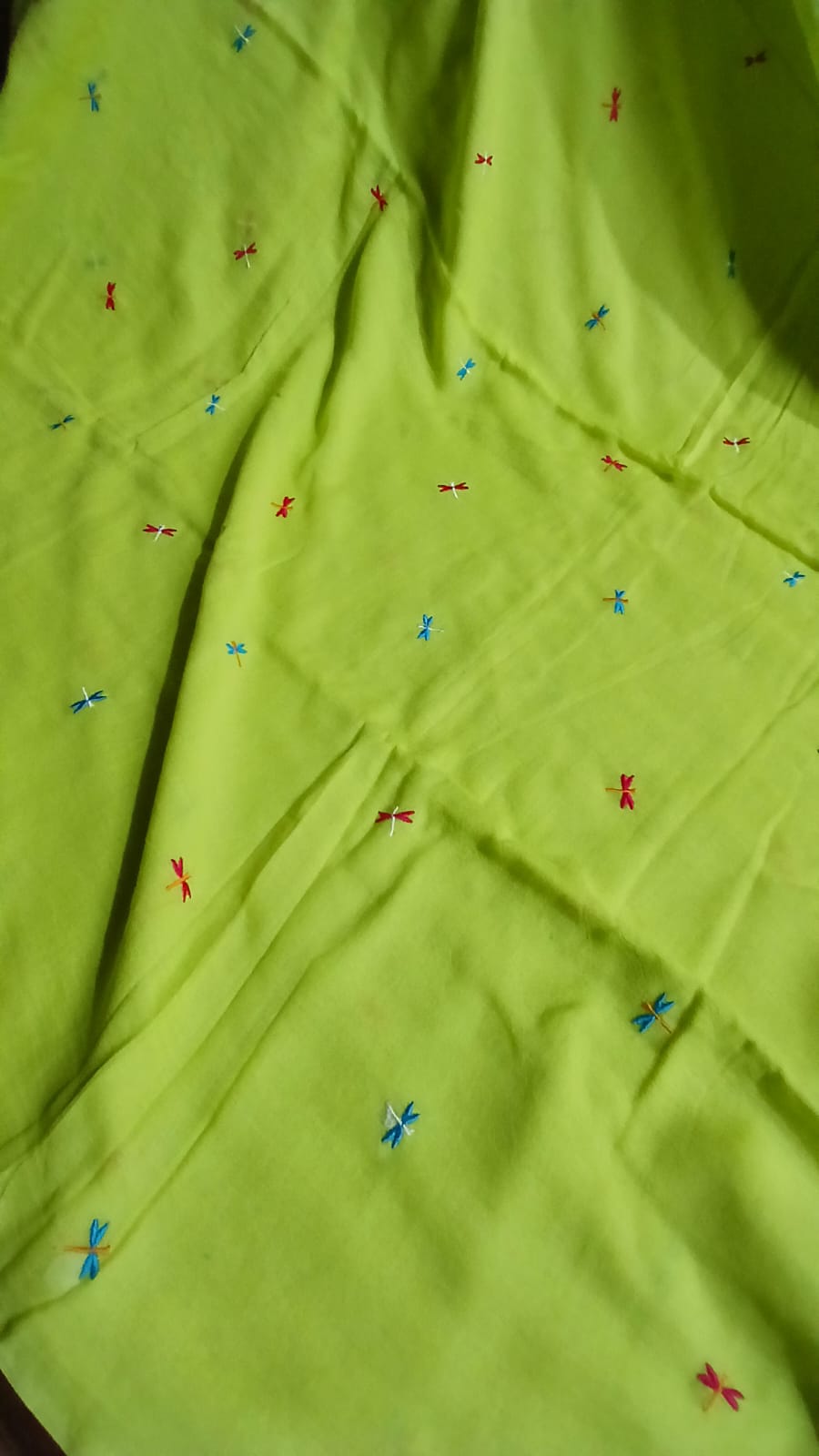 GREEN GRASSHOPPER EMBROIDERY SAREE