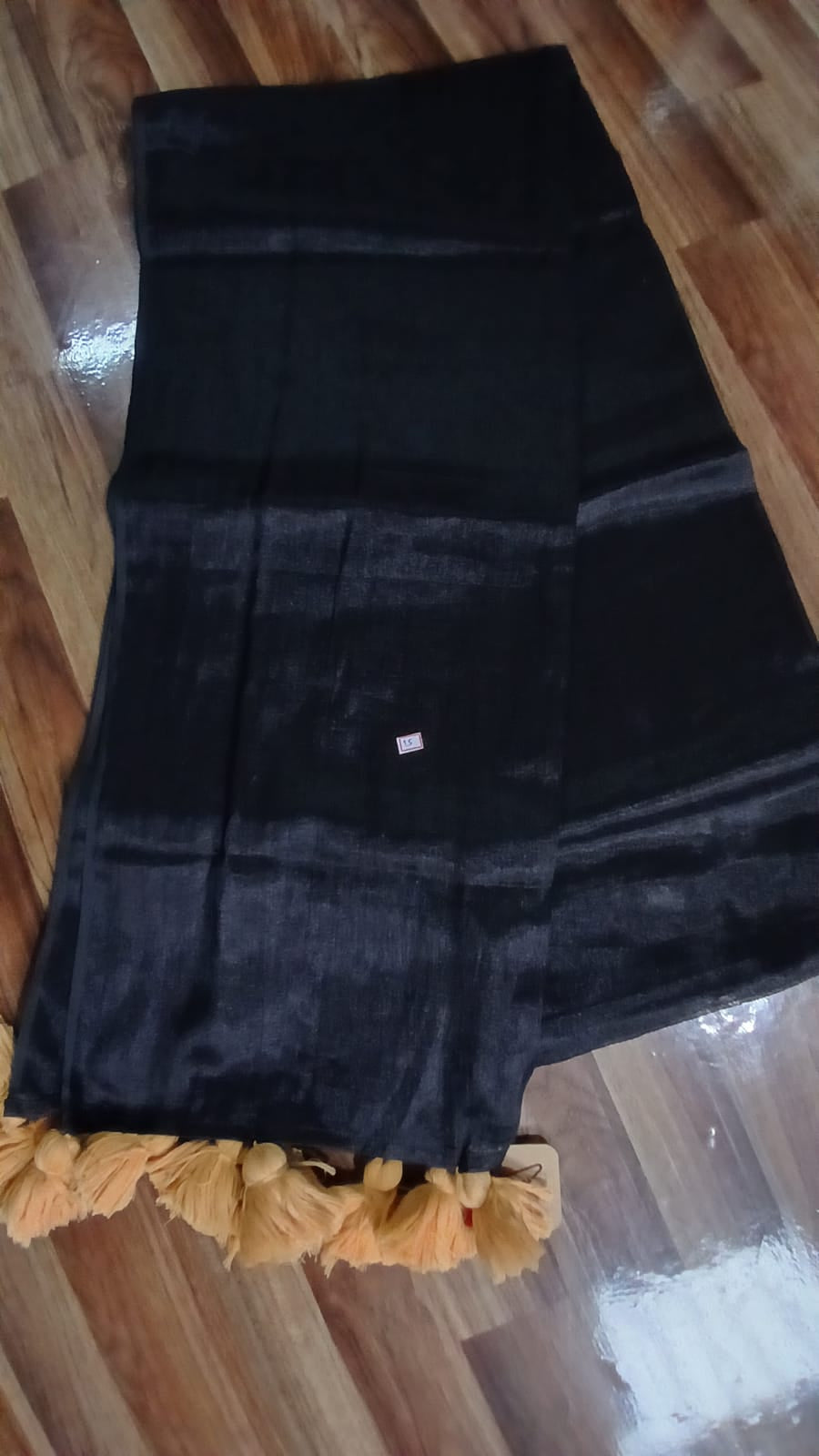 BLACK RAGA WITH BIG POMPOM TASSEL