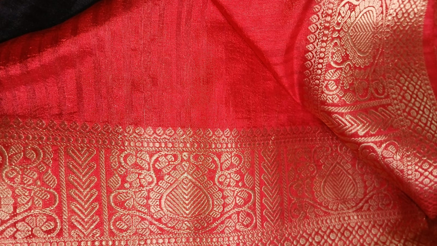 BLACK SEMI MATKA TASSAR SILK