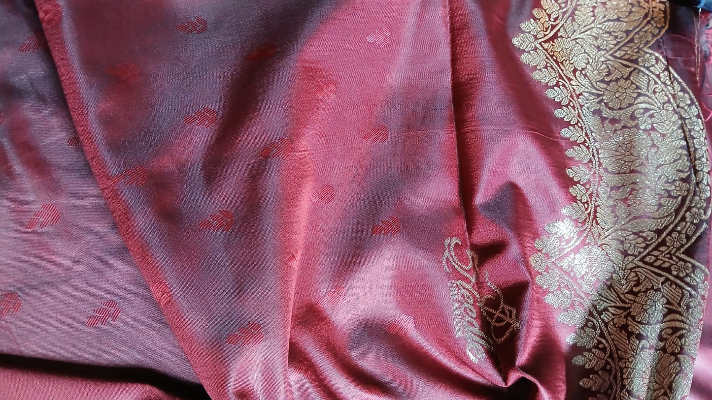 MAROON ZIGZAG BORDER SILK ZARI SAREE