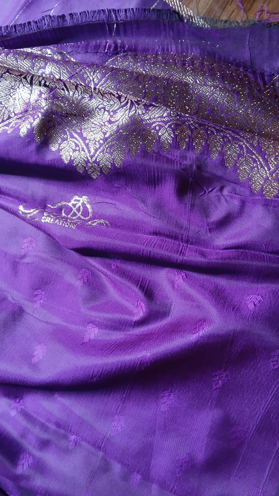 PURPLE ZIGZAG BORDER SILK ZARI SAREE
