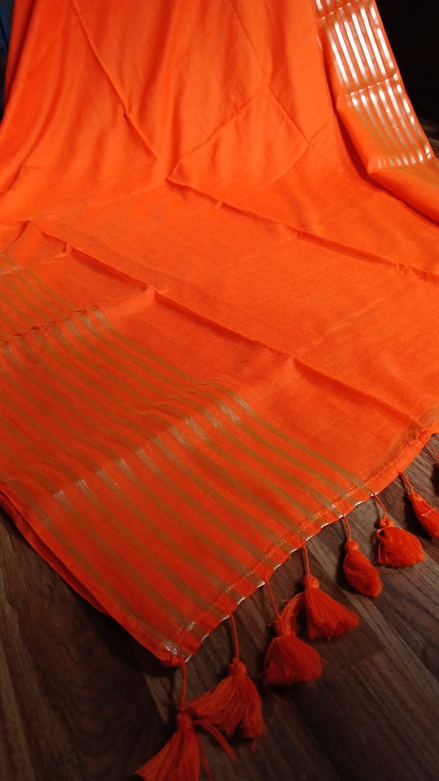 ORANGE MUL COTTON ZARI BORDER