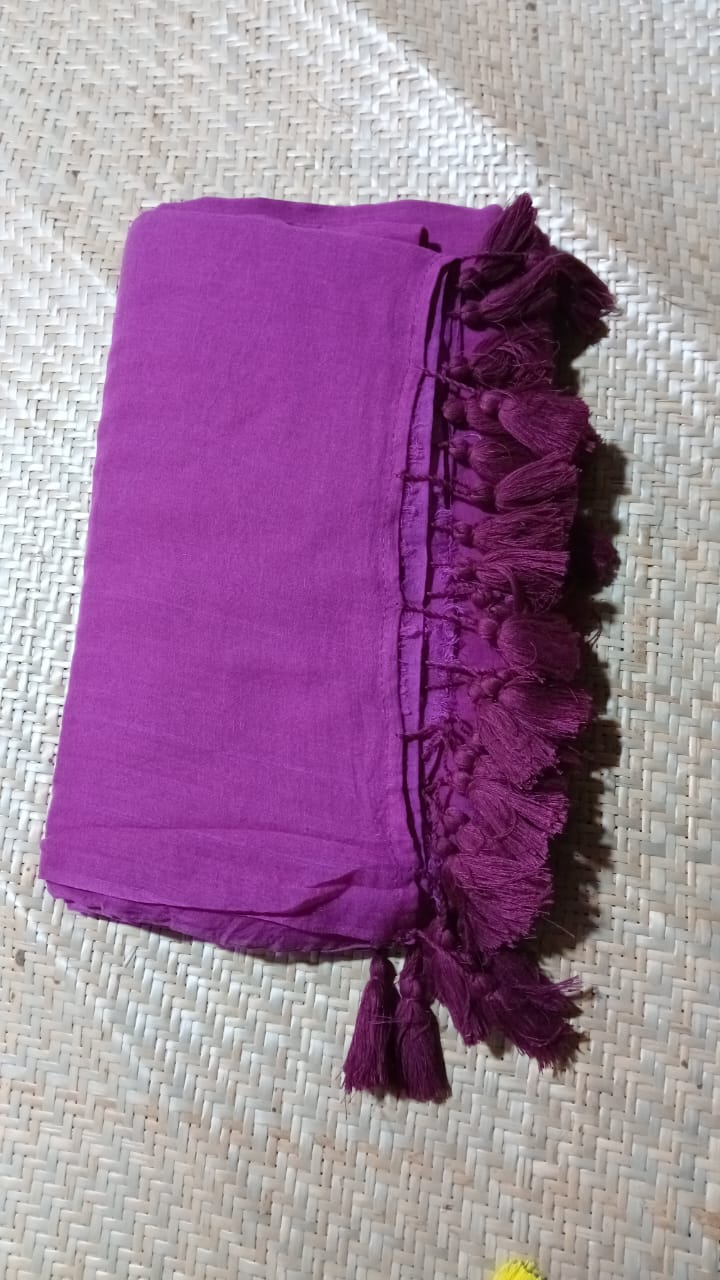 SINGLE COLOUR PURPLE SAREE