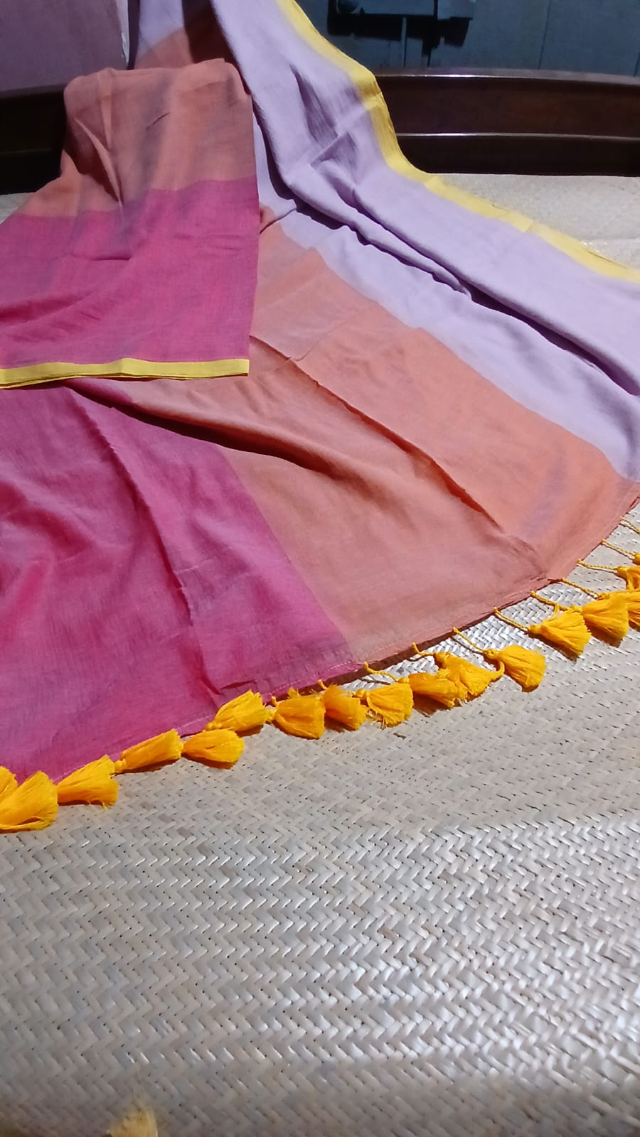 TRI COLOUR STRIPED SAREE