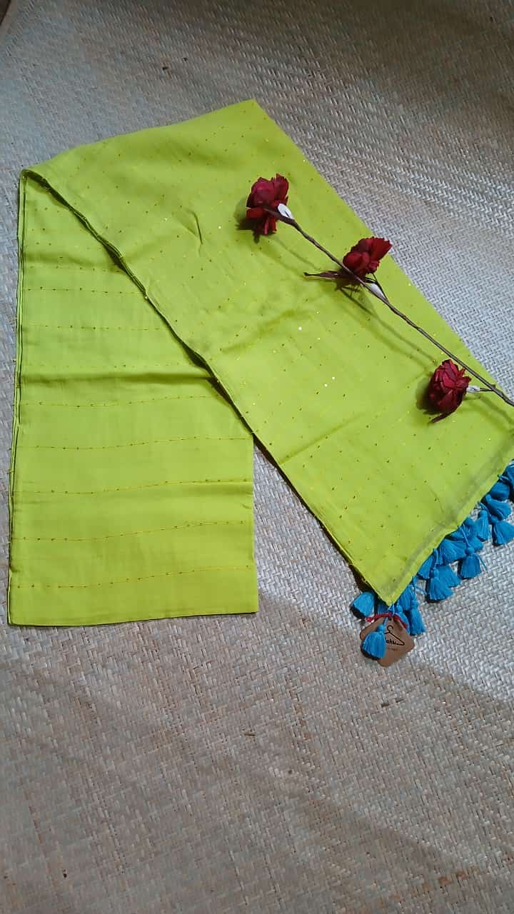 LIGHT GREEN SEQUIN WORK SAREE