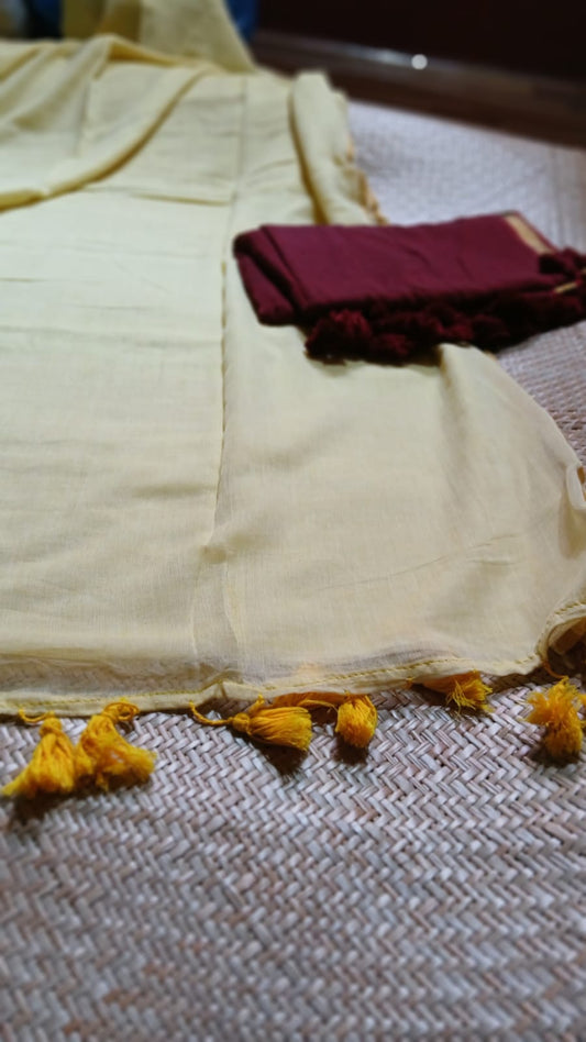 YELLOW SAREE WITH GOLDEN ZARI BORDER