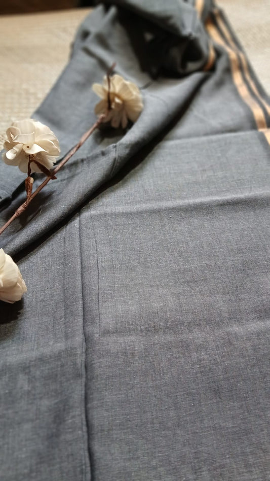 GREY WITH GOLDEN ZARI BORDER