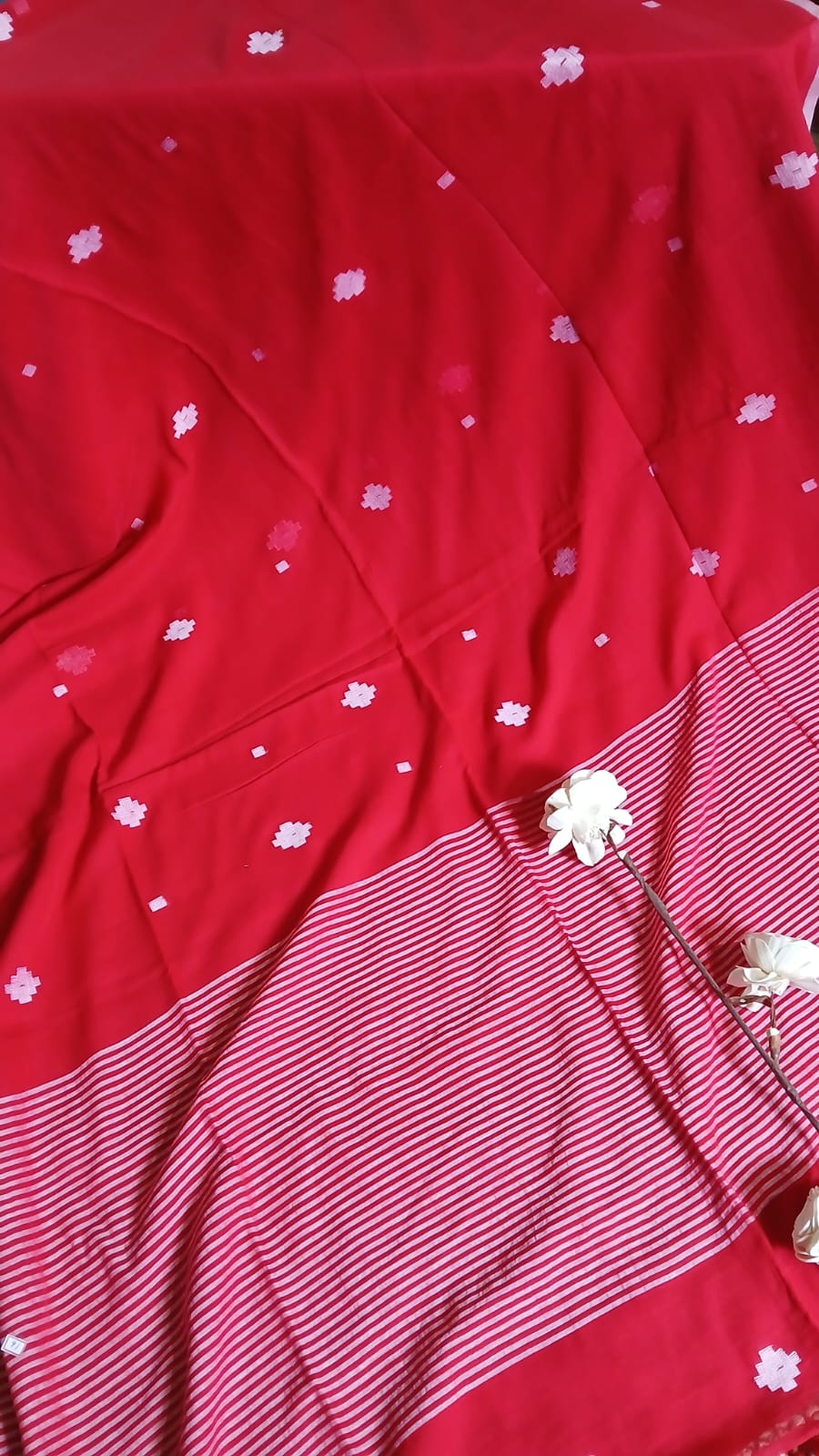 RED JAMDANI SAREE