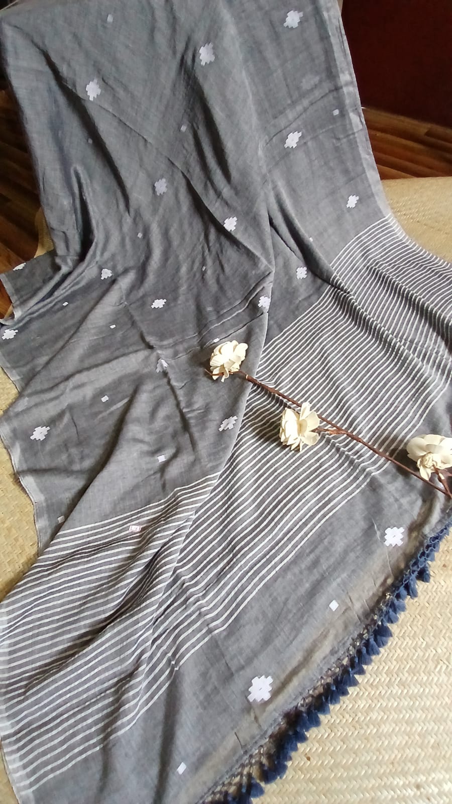 GREY JAMDANI SAREE