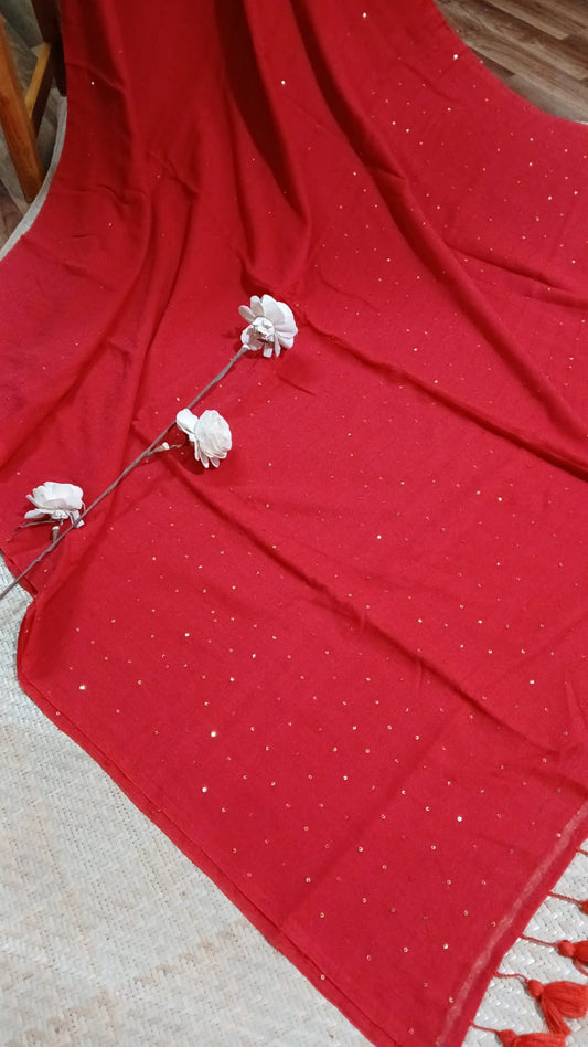 RED SEQUIN WORK SAREE