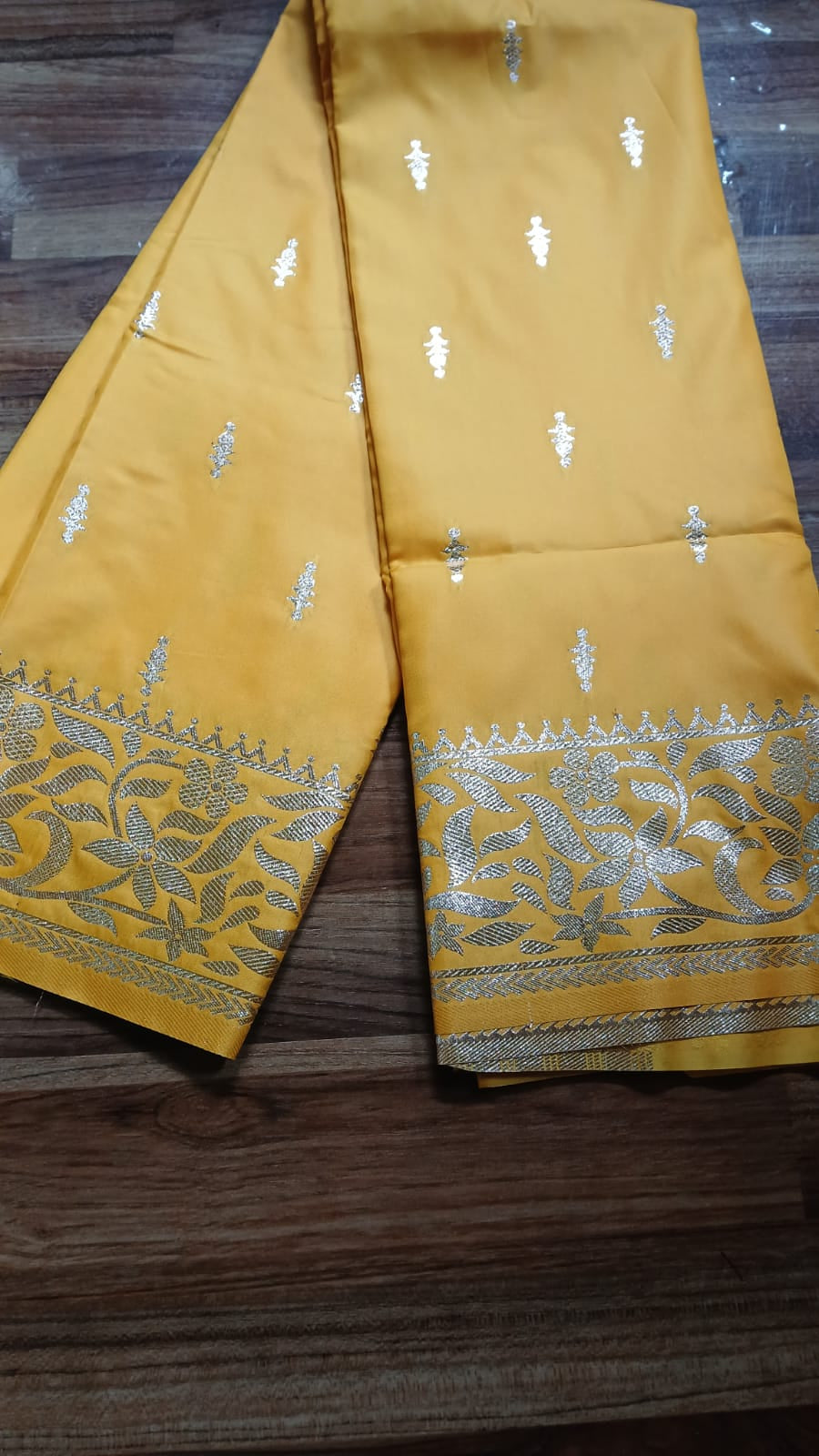 YELLOW OPEN BORDER SILK SAREE