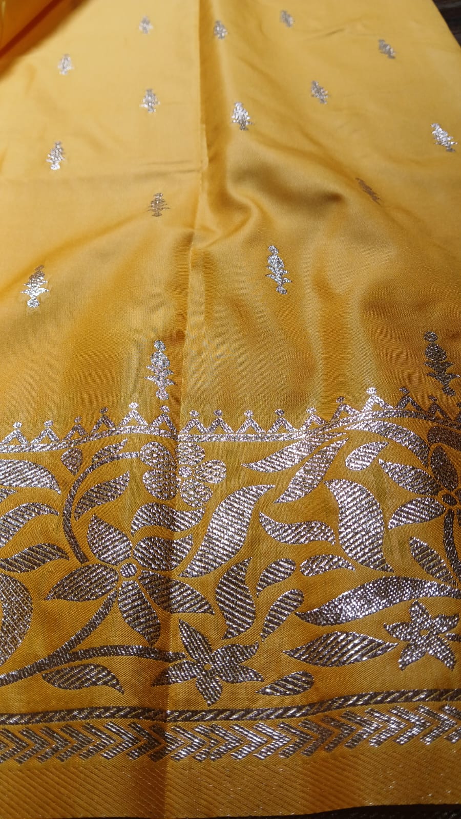 YELLOW OPEN BORDER SILK SAREE