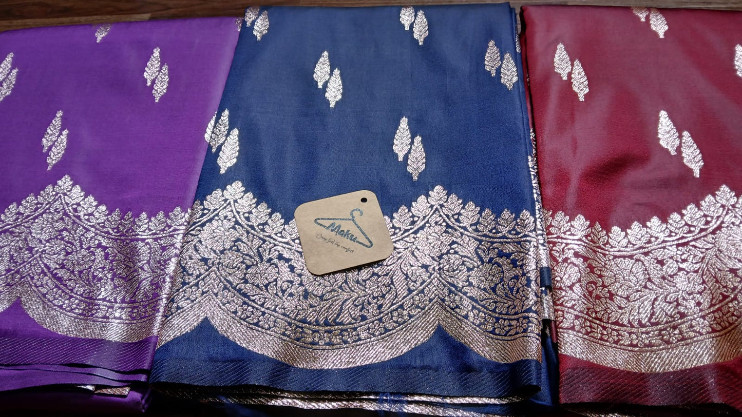 MAROON ZIGZAG BORDER SILK ZARI SAREE