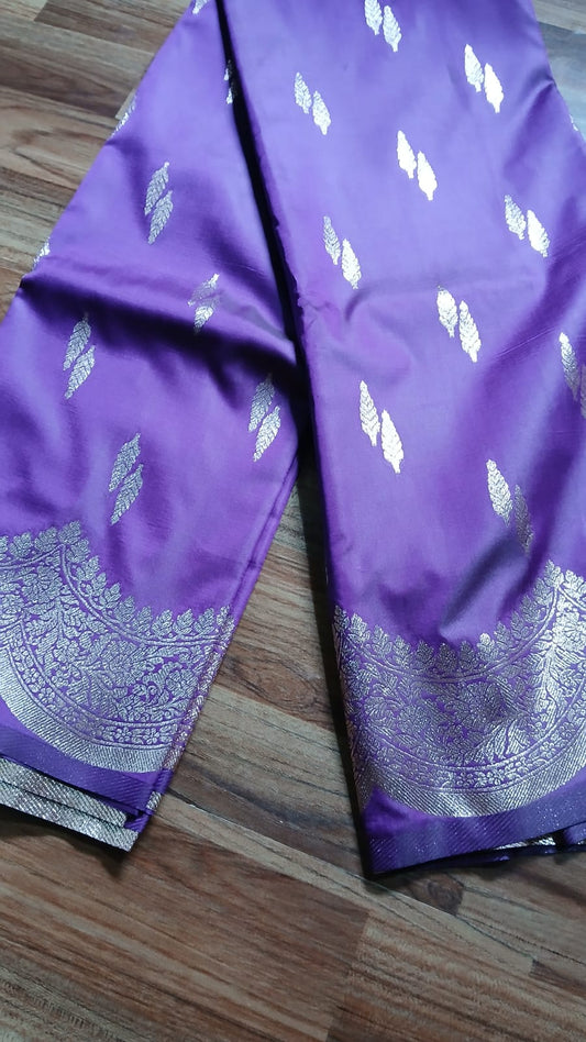 PURPLE ZIGZAG BORDER SILK ZARI SAREE