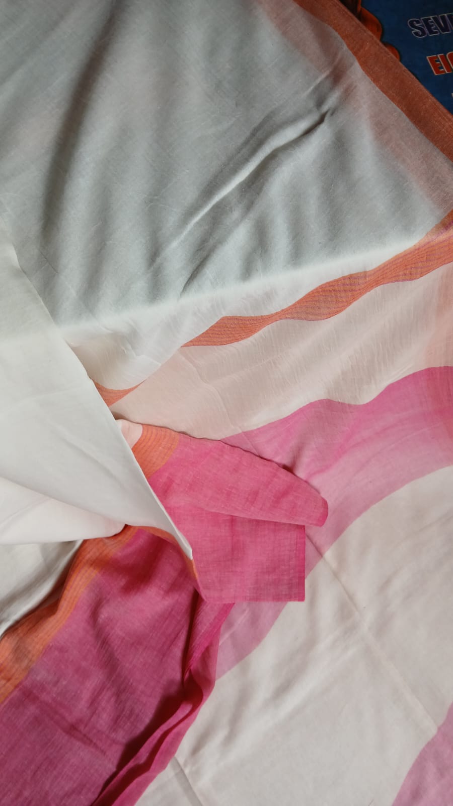 WHITE BASE RANI AND ORANGE BORDER