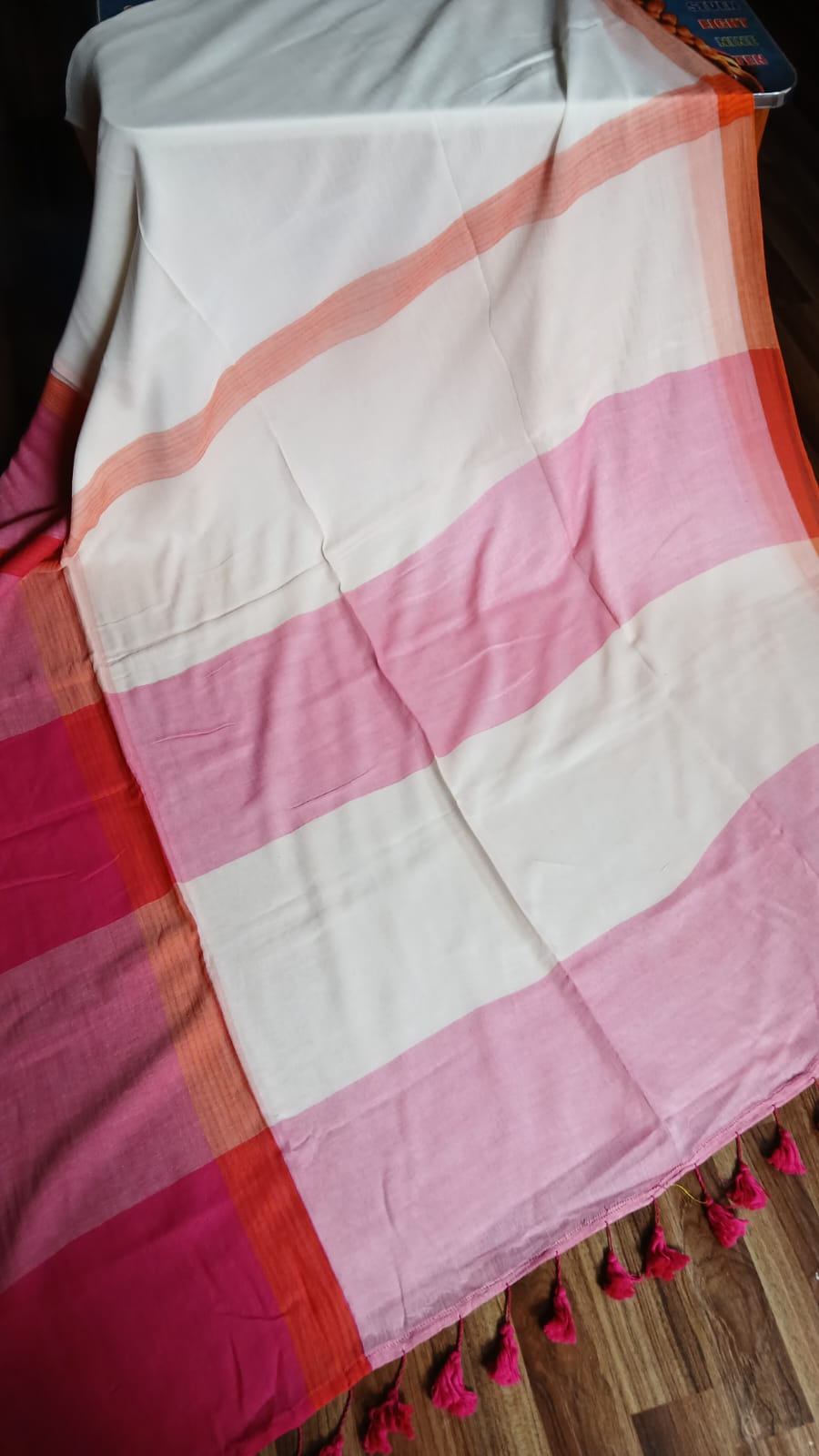 WHITE BASE RANI AND ORANGE BORDER