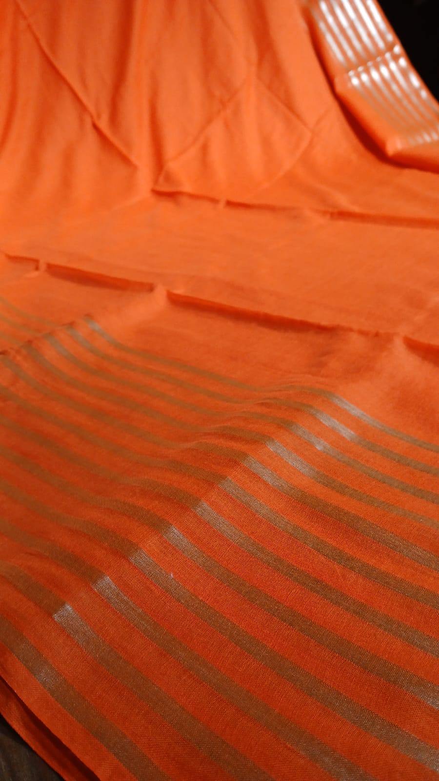 ORANGE MUL COTTON ZARI BORDER