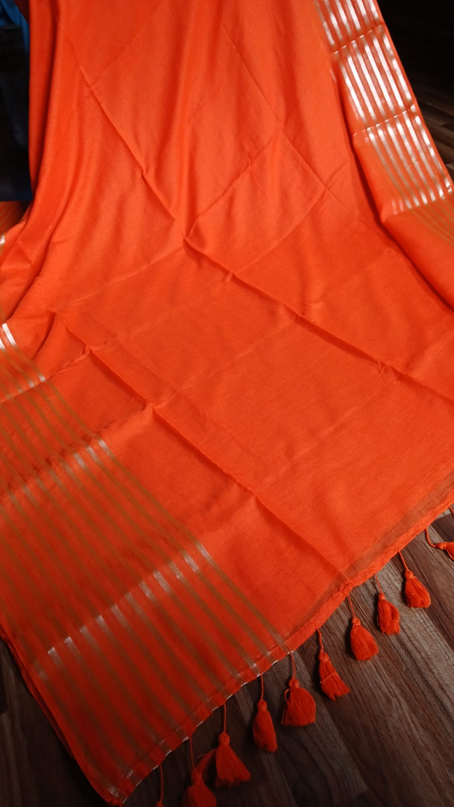 ORANGE MUL COTTON ZARI BORDER