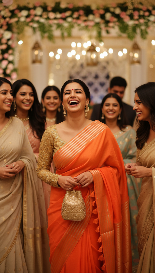ORANGE MUL COTTON ZARI BORDER