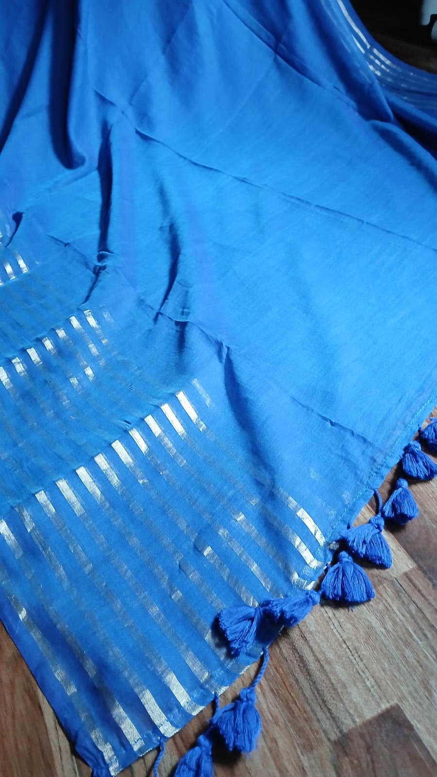 NAVY BLUE MUL COTTON ZARI BORDER SAREE