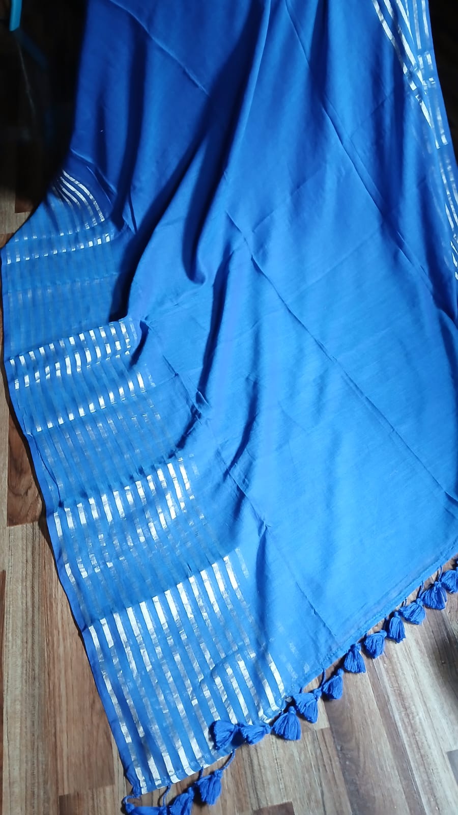 NAVY BLUE MUL COTTON ZARI BORDER SAREE