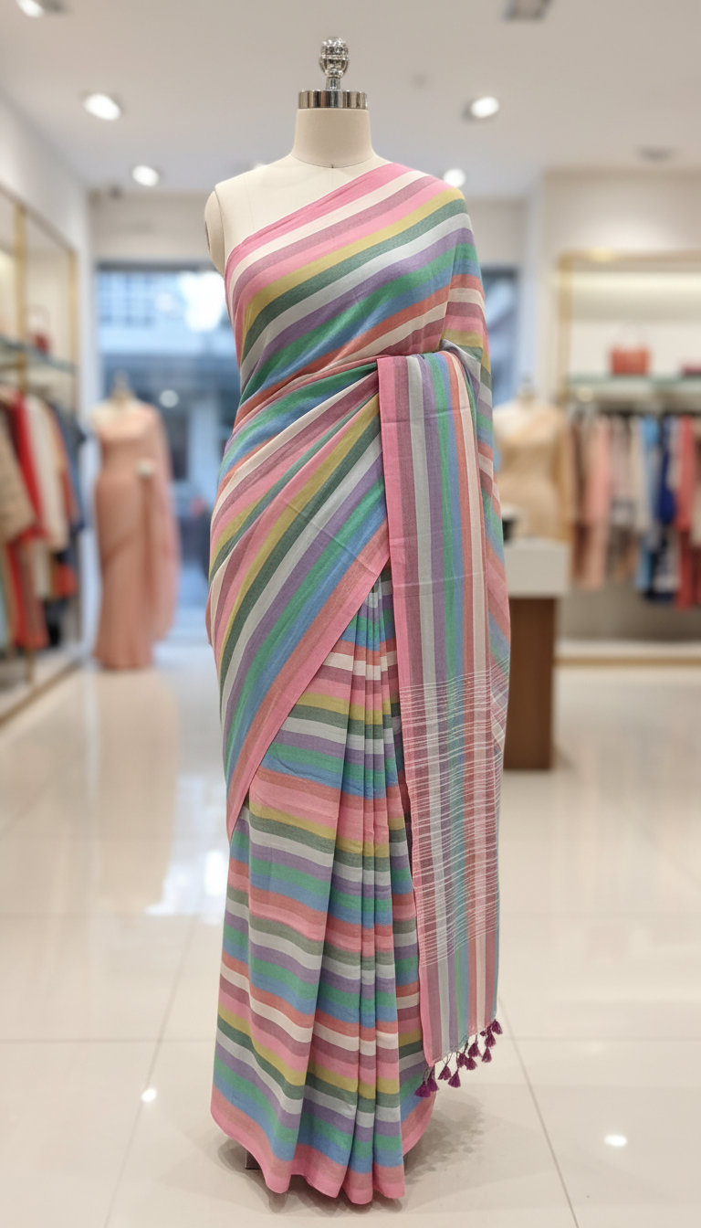 MULTICOLOUR STRIPE SAREE