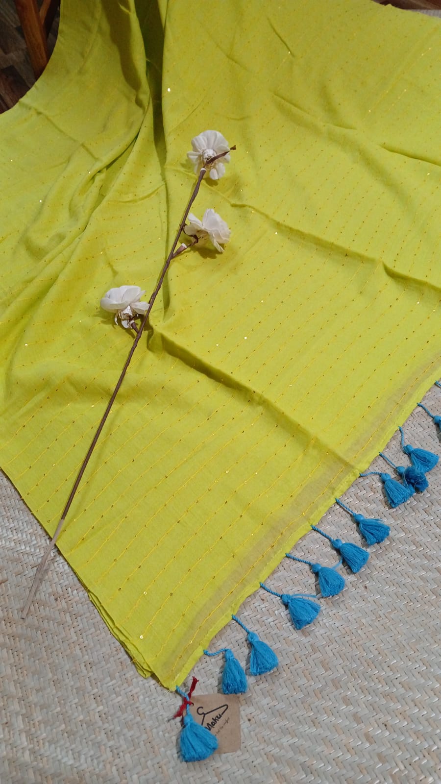 LIGHT GREEN SEQUIN WORK SAREE